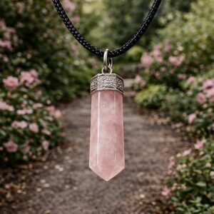 Rose quartz pencil pendent